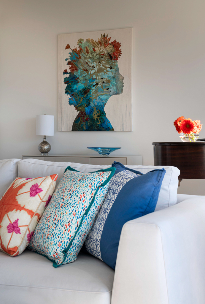 Beautiful room arranged by interior designer in Cambridge, MA