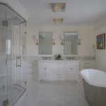 Bathroom with large shower and tub