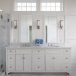 Bathroom vanity, double sinks, lighting