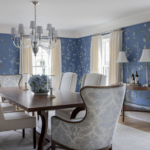 Dining room table, chairs, chandelier